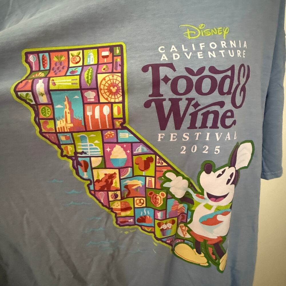 Disney DCA Food Wine Festival 2025 Blue T Shirt Mickey Graphic 3XL Oversized - Picture 5 of 6